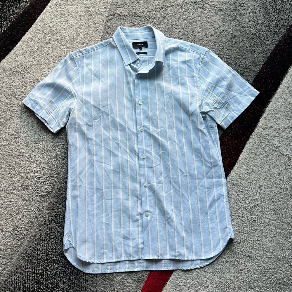 Vince Light Blue Men’s Striped Slim Fit Shirt